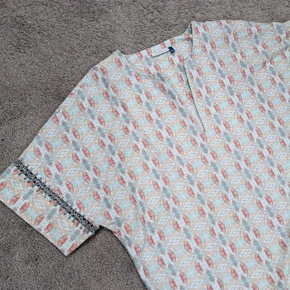 Cabana life Women's Tunic swim cover up Cream Pink and Blue Size Large - Picture 3 of 11